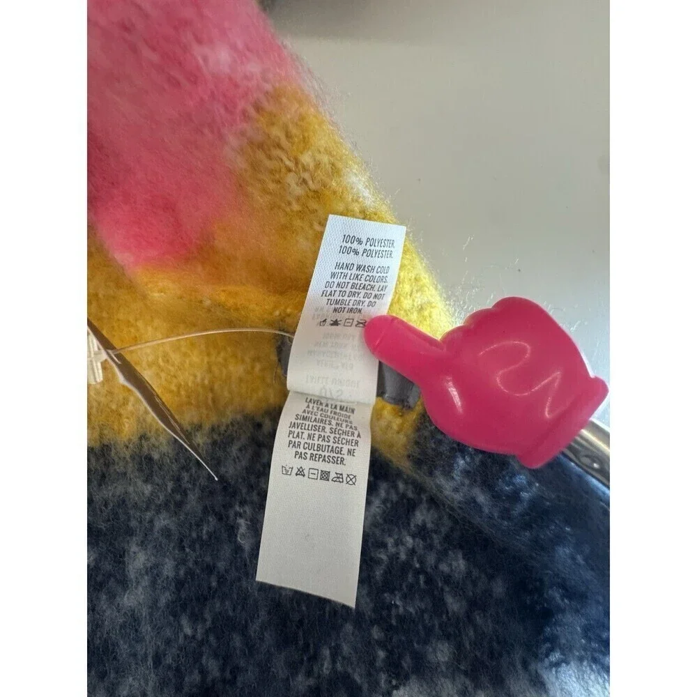 Aerie Scarf Womens Blanket Chunky Blue Yellow Pink Striped Fringe Soft 19